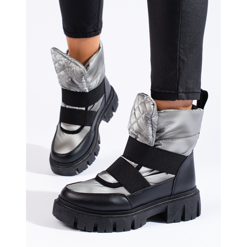 Botas de neve de mulher Shelovet prateado preto prata 1