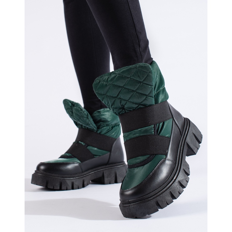 Botas de neve de mulher verde e preta Shelovet preto 1