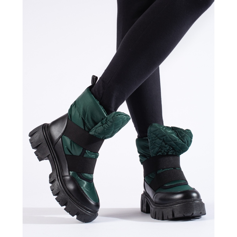 Botas de neve de mulher verde e preta Shelovet preto 2