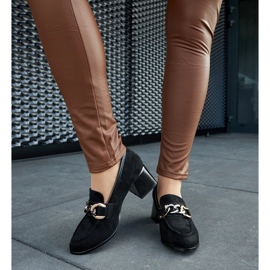 Sapatos pretos com bloco de camurça ecológica 1 Sapatos pretos com bloco de camurça ecológica 1