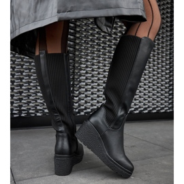 Botas de cunha pretas com isolamento preto 1