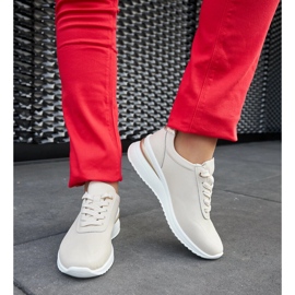 Tênis de cunha de couro bege por Federico 2