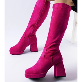 Botas quentes rosa com salto enorme Fantino 1