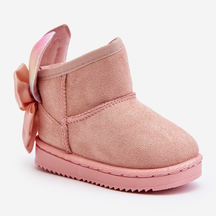 Botas de neve isoladas para meninas com laços, Meriva rosa 1