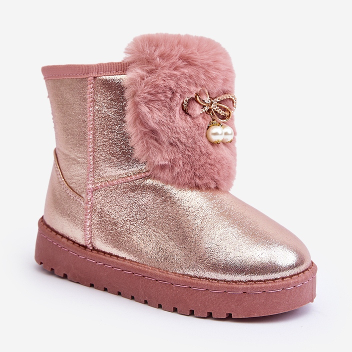 Botas de neve infantis rosa Hasiba forradas com pele 1 Botas de neve infantis rosa Hasiba forradas com pele 1