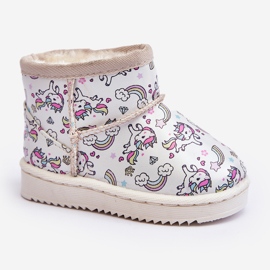 Botas de neve estampadas infantis bege Elenet 2 Botas de neve estampadas infantis bege Elenet 2