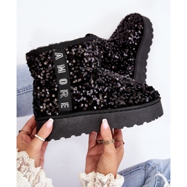 Botas femininas de neve com plataforma decoradas com lantejoulas, Silmo preto 2