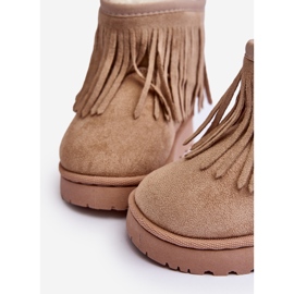 Botas de neve infantis isoladas com franjas decorativas bege Nimia 1