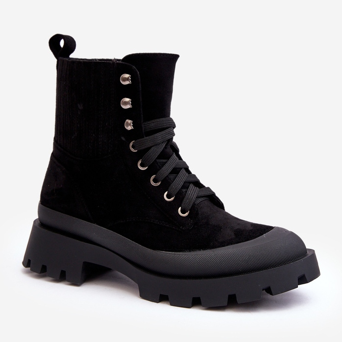 Botas femininas Trapper com cordões pretos Gordts preto 1