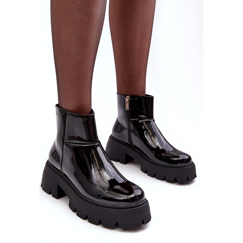 Botas femininas de couro envernizado GOE MM2N4058 pretas preto 2