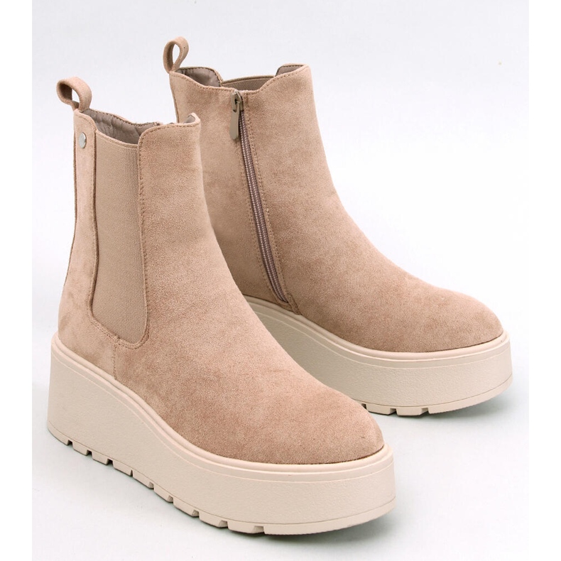 Botas de cunha Ronda Khaki bege 1