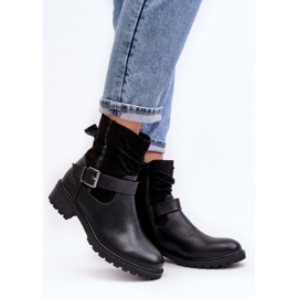 Botas rasas femininas com fivela Cillolis pretas preto 2