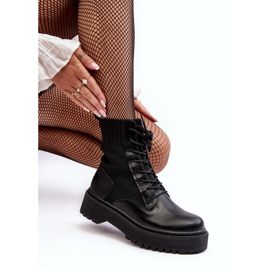 Botins femininos de trabalho com cadarço preto Dedinva preto 2