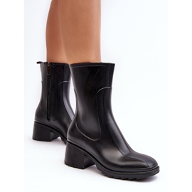 Botas femininas de salto alto com galochas foscas pretas Bertaida preto 2