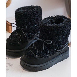 Botas de neve infantis quentes, pretas com cadarço, Asija preto 1