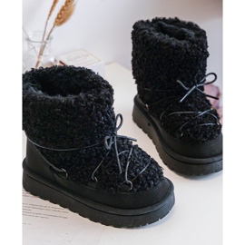 Botas de neve infantis quentes, pretas com cadarço, Asija preto 2