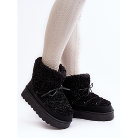 Botas femininas de neve com cordões e sola grossa, pretas Loso preto 2