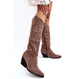 PA1 Botas de cowboy femininas bege escuro da Sloana 1