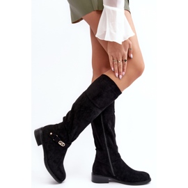 Botas isoladas de camurça com salto plano S.Barski HY07-31 pretas preto 2