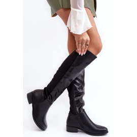 Botas femininas acima do joelho de couro S.Barski HY27098A pretas preto 2