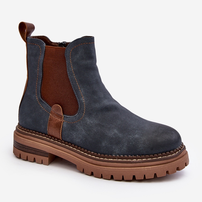 Botas Chelsea femininas isoladas com salto plano, Blue Myrine azul 2