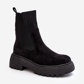 Botins de camurça com meia plataforma e salto plano, Preto Rewam 1 Botins de camurça com meia plataforma e salto plano, Preto Rewam 1