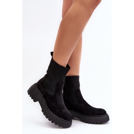 Botins de camurça com meia plataforma e salto plano, Preto Rewam 2 Botins de camurça com meia plataforma e salto plano, Preto Rewam 2