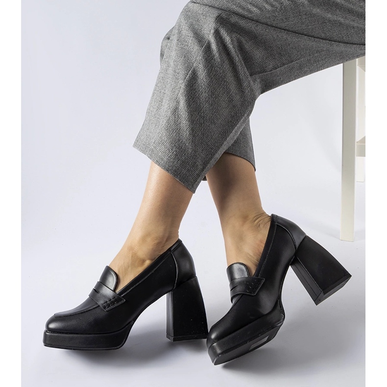 Bombas de salto alto Black Reel preto 1