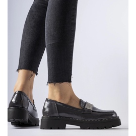 Mocassins envernizados cinza escuro da Fecteau 1