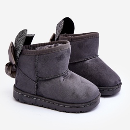 Botas de neve quentes para meninas com laços Meriva cinza 1 Botas de neve quentes para meninas com laços Meriva cinza 1