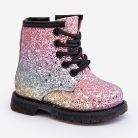 Botas infantis com isolamento de brilho e zíper Saussa multicolor multicolorido 1