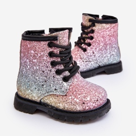 Botas infantis com isolamento de brilho e zíper Saussa multicolor multicolorido 2
