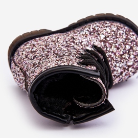 Botas infantis com isolamento glitter e zíper, Saussa rosa 1