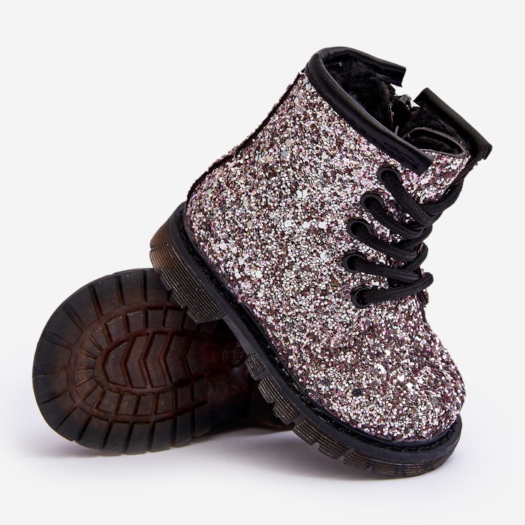 Botas infantis com isolamento glitter e zíper, Saussa rosa 2 Botas infantis com isolamento glitter e zíper, Saussa rosa 2