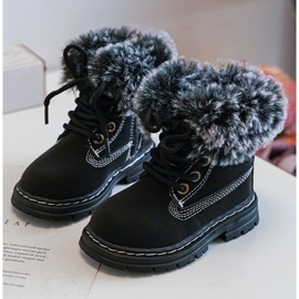 Botas Trapper Infantil com Zíper e Pele, Gerande Preta preto 1