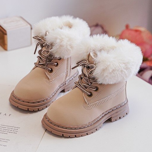 Botas Trapper Infantil com Zíper e Pele, Bege Gerande 1