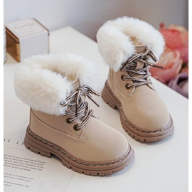Botas Trapper Infantil com Zíper e Pele, Bege Gerande 2