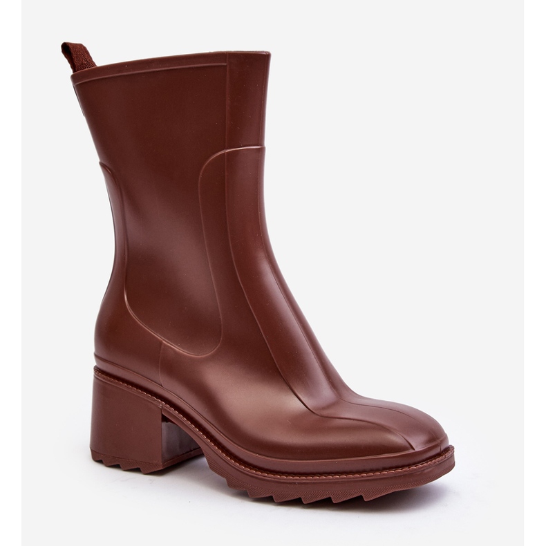 Botas Wellington Foscas Femininas com Salto Alto, Marrom Bertaida castanho 1