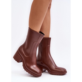 Botas Wellington Foscas Femininas com Salto Alto, Marrom Bertaida castanho 2