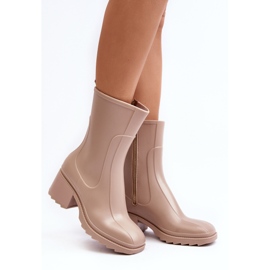 Botas Wellington Foscas Femininas com Salto Alto, Bege Bertaida 1
