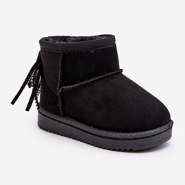 Botas infantis isoladas para neve com franjas, Mikyla preta preto 2 Botas infantis isoladas para neve com franjas, Mikyla preta preto 2