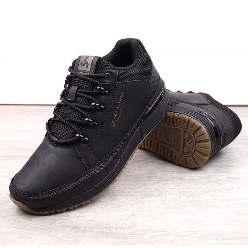 Sapatos masculinos de couro preto, tênis Cruiser Bustagrip 1