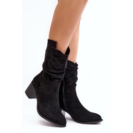 Botas femininas isoladas com cano franzido e salto alto, preto Shavy 1 Botas femininas isoladas com cano franzido e salto alto, preto Shavy 1