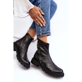 Botas rasas femininas de couro Laura Messi 2620/975 pretas preto 2