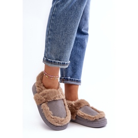 Chinelos femininos com pelo cinza Sailey 1 Chinelos femininos com pelo cinza Sailey 1