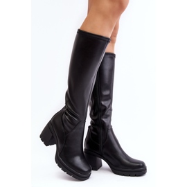 Sergio Leone Botas femininas de salto alto acima do joelho, Sislene preta preto 1