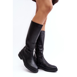 Sergio Leone Botas femininas isoladas com salto plano, Evelio Preto 1