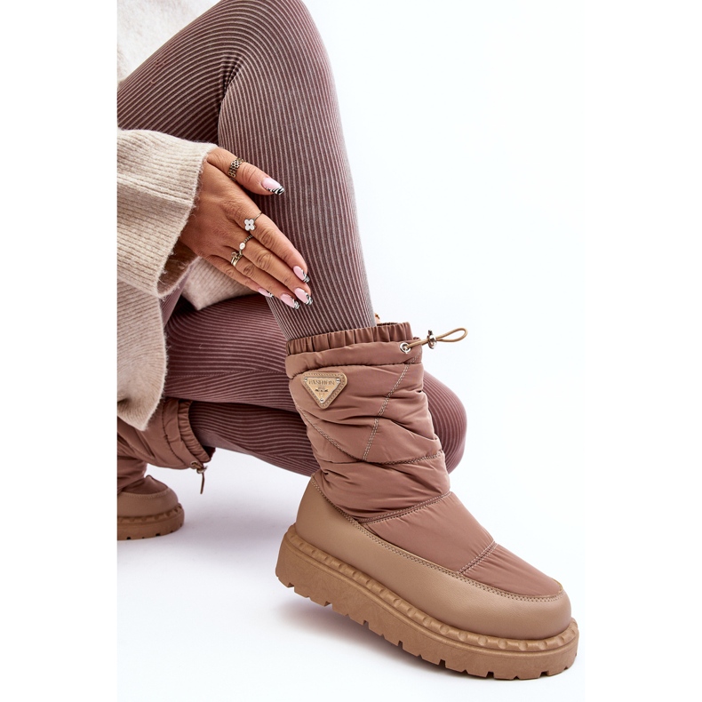 Botas femininas de neve com sola grossa, bege escuro Lureta 1
