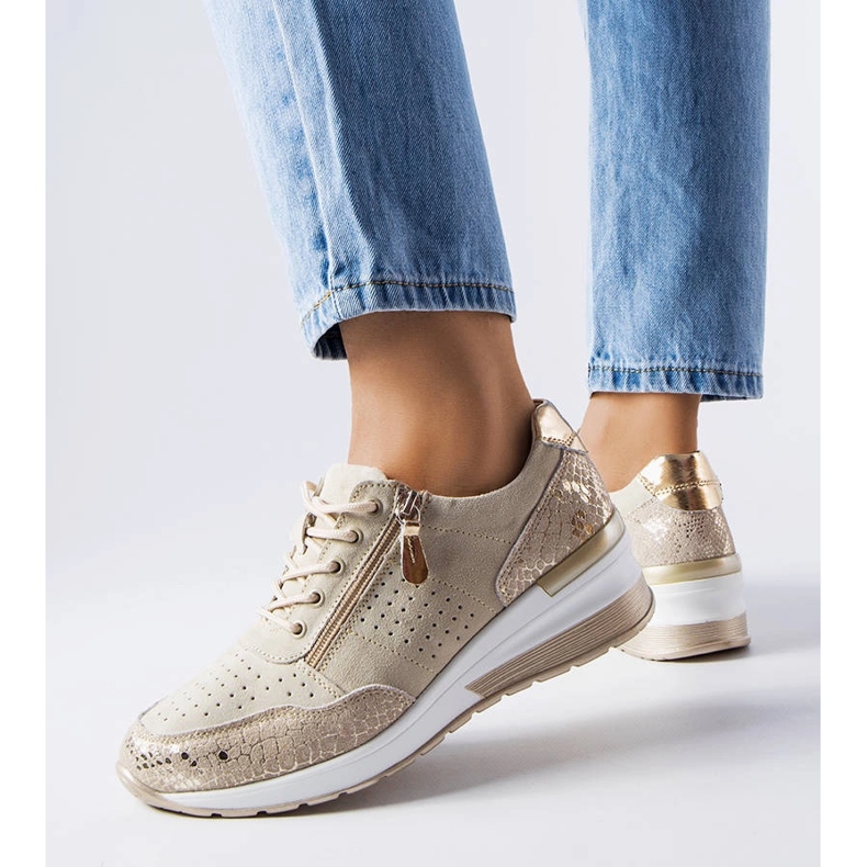 Sapatos de couro vazados Jazzar bege 1