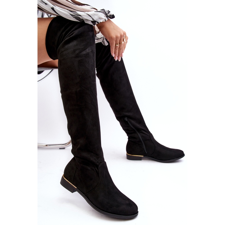Super Me Botas femininas acima do joelho com salto plano, Bikka preta preto 4 Super Me Botas femininas acima do joelho com salto plano, Bikka preta preto 4